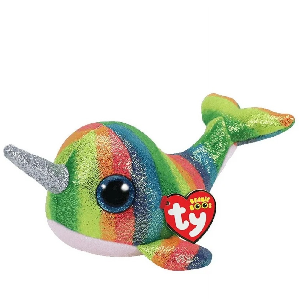 Ty Red and Orange Stuffed Narwhal Plush